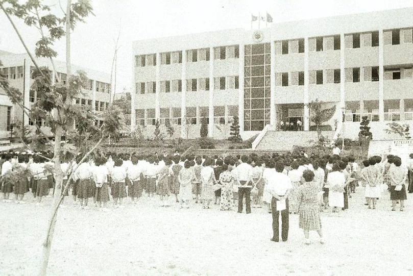 Gathering by the dormitory