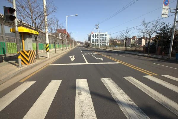 宮洞の学校前の横断歩道